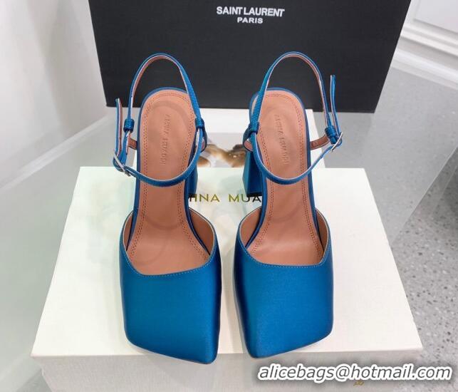 Durable Amina Muaddi Charlotte Pumps 9.5cm in Silk Blue 104165