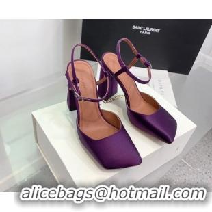 Stylish Amina Muaddi Charlotte Pumps 9.5cm in Silk Purple 104166