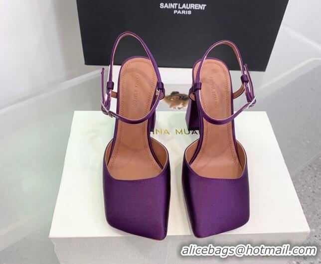 Stylish Amina Muaddi Charlotte Pumps 9.5cm in Silk Purple 104166