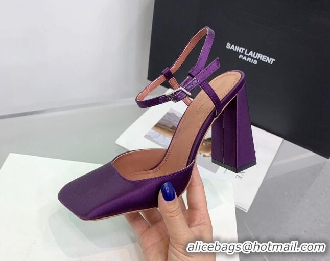 Stylish Amina Muaddi Charlotte Pumps 9.5cm in Silk Purple 104166