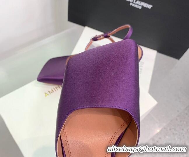 Stylish Amina Muaddi Charlotte Pumps 9.5cm in Silk Purple 104166