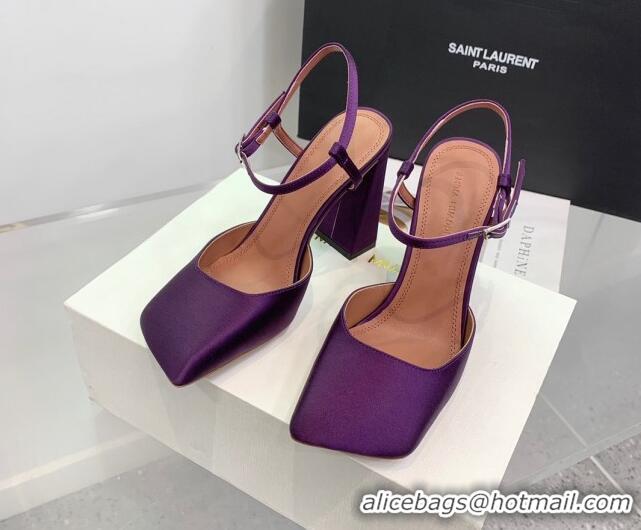 Stylish Amina Muaddi Charlotte Pumps 9.5cm in Silk Purple 104166