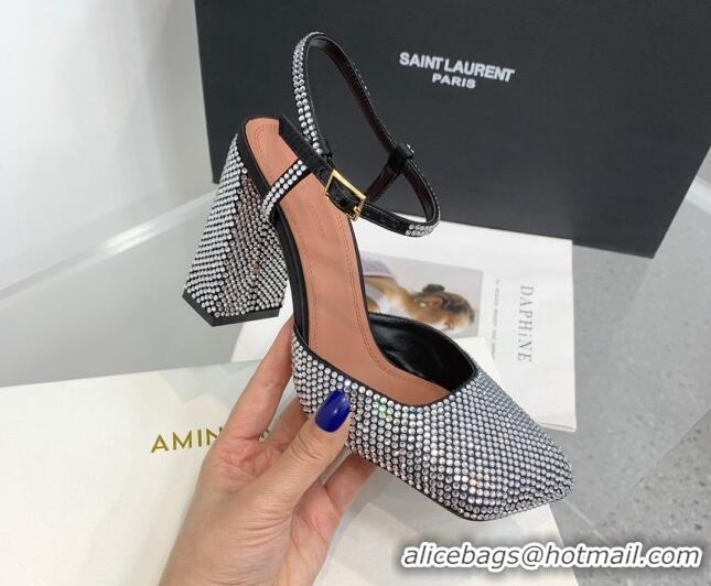 Good Quality Amina Muaddi Charlotte Pumps 9.5cm in Crystals Black 104167