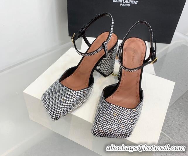 Good Quality Amina Muaddi Charlotte Pumps 9.5cm in Crystals Black 104167