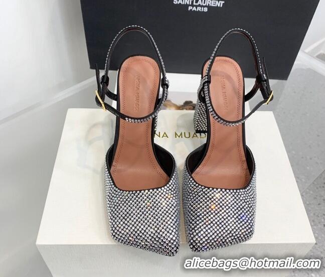 Good Quality Amina Muaddi Charlotte Pumps 9.5cm in Crystals Black 104167