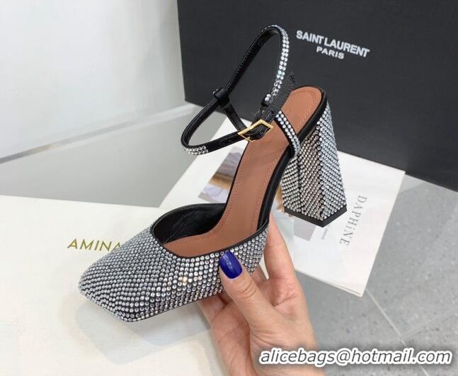 Good Quality Amina Muaddi Charlotte Pumps 9.5cm in Crystals Black 104167