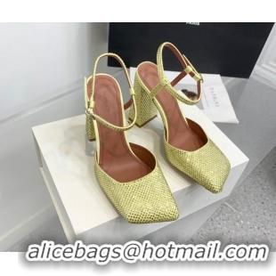 Sumptuous Amina Muaddi Charlotte Pumps 9.5cm in Crystals Yellow 104168