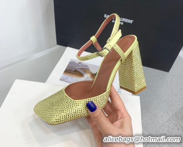 Sumptuous Amina Muaddi Charlotte Pumps 9.5cm in Crystals Yellow 104168