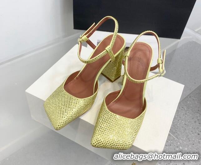 Sumptuous Amina Muaddi Charlotte Pumps 9.5cm in Crystals Yellow 104168