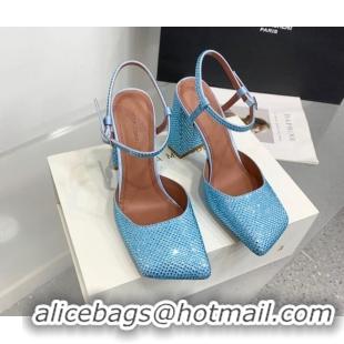 Good Looking Amina Muaddi Charlotte Pumps 9.5cm in Crystals Blue 104169