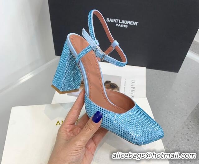 Good Looking Amina Muaddi Charlotte Pumps 9.5cm in Crystals Blue 104169