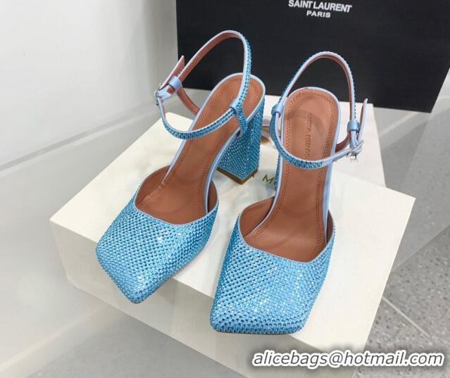 Good Looking Amina Muaddi Charlotte Pumps 9.5cm in Crystals Blue 104169