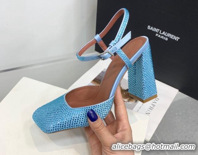 Good Looking Amina Muaddi Charlotte Pumps 9.5cm in Crystals Blue 104169