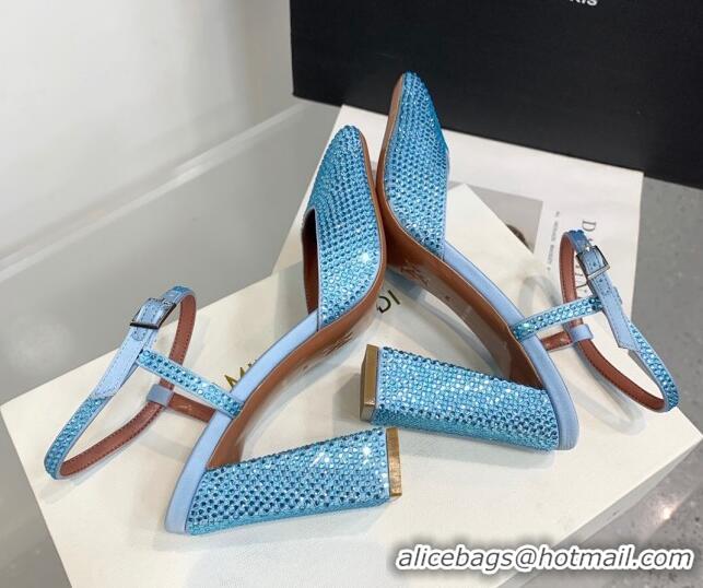 Good Looking Amina Muaddi Charlotte Pumps 9.5cm in Crystals Blue 104169