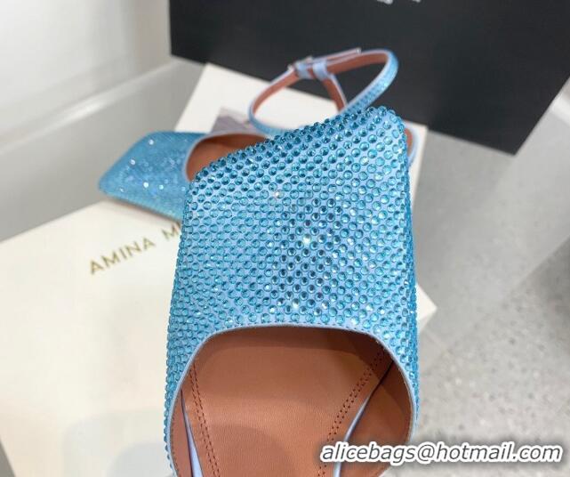 Good Looking Amina Muaddi Charlotte Pumps 9.5cm in Crystals Blue 104169