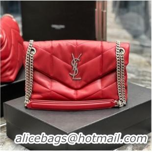 Best Price SAINT LAUREN PUFFER SMALL CHAIN BAG Y777476 red&Silver