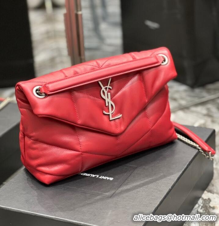 Best Price SAINT LAUREN PUFFER SMALL CHAIN BAG Y777476 red&Silver