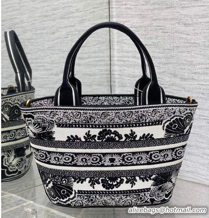 Good Taste Dior HAT BASKET BAG White and Black Butterfly Bandana Embroider M1328CES