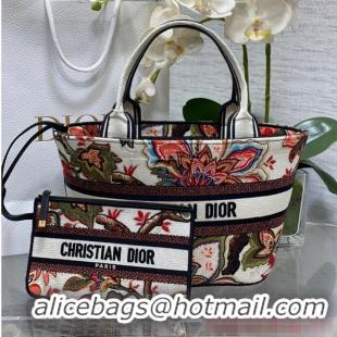 Super Quality Dior HAT BASKET BAG Natural Multicolor Albero della Vita Embroider M1328CES