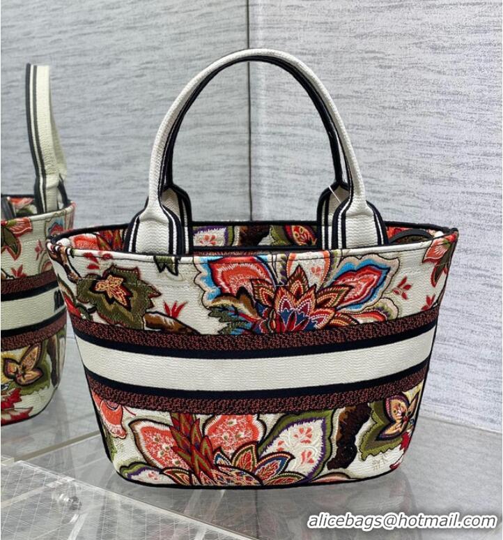 Super Quality Dior HAT BASKET BAG Natural Multicolor Albero della Vita Embroider M1328CES