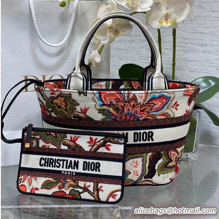 Super Quality Dior HAT BASKET BAG Natural Multicolor Albero della Vita Embroider M1328CES