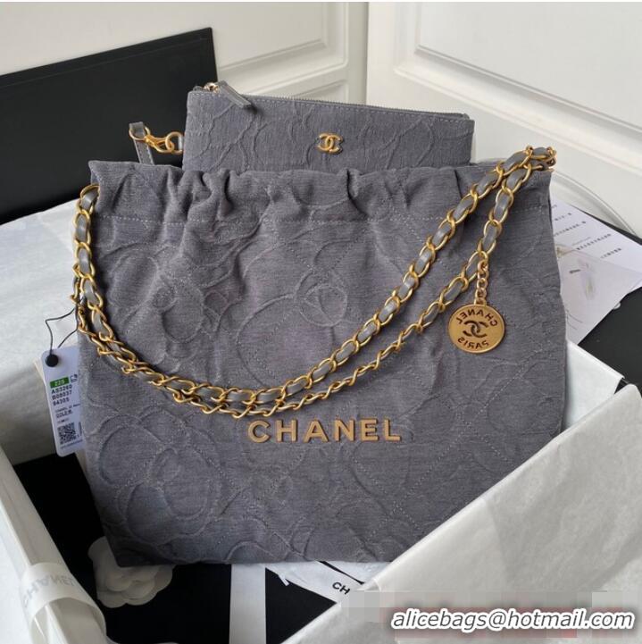 Reasonable Price CHANEL 22 HANDBAG Tweed AS3260 Gray