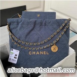 Top Quality CHANEL 22 HANDBAG Tweed AS3260 Blue