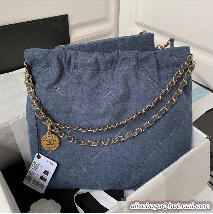 Top Quality CHANEL 22 HANDBAG Tweed AS3260 Blue