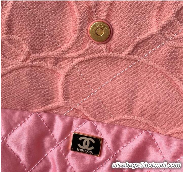 Famous Brand CHANEL 22 HANDBAG Tweed AS3261 Pink