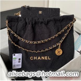 Top Grade CHANEL 22 HANDBAG Tweed AS3261 Black