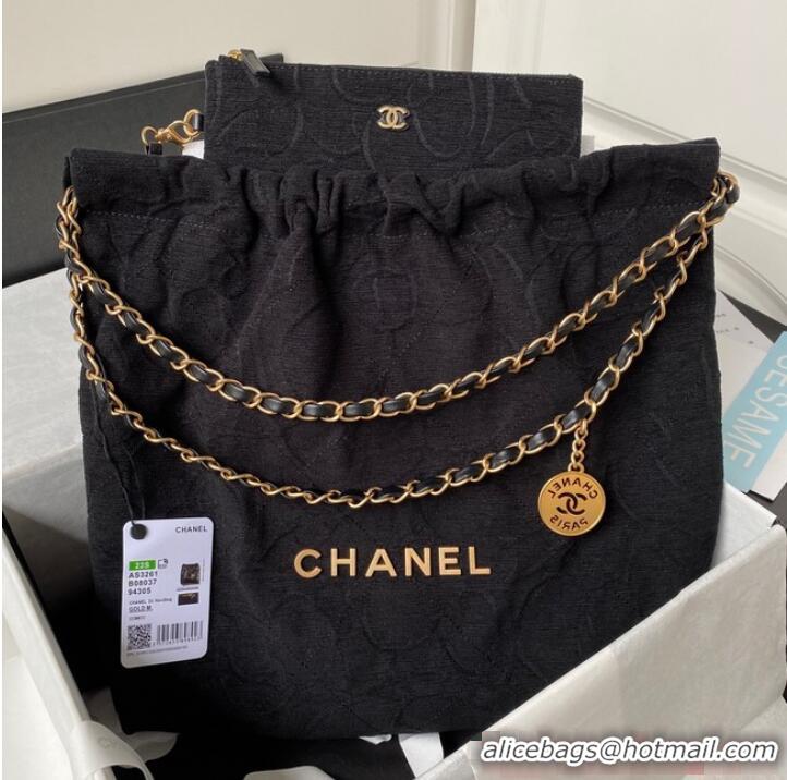 Top Grade CHANEL 22 HANDBAG Tweed AS3261 Black