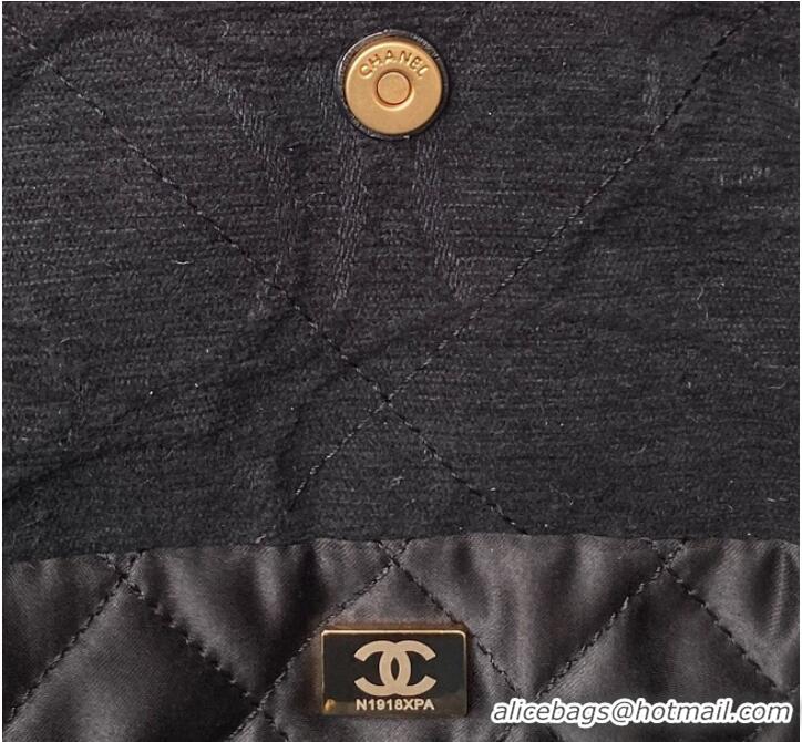 Top Grade CHANEL 22 HANDBAG Tweed AS3261 Black