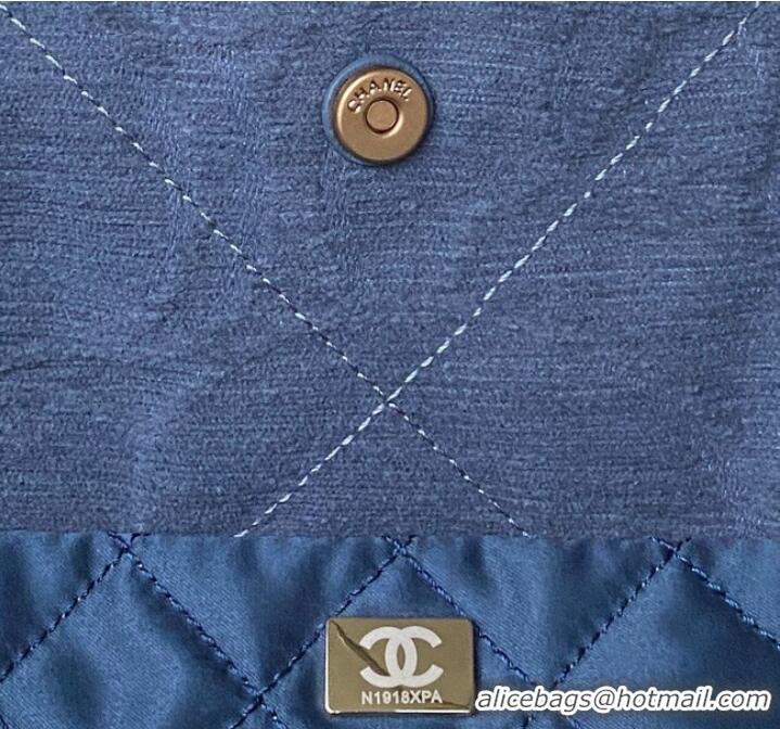 Top Design CHANEL 22 HANDBAG Tweed AS3261 Blue