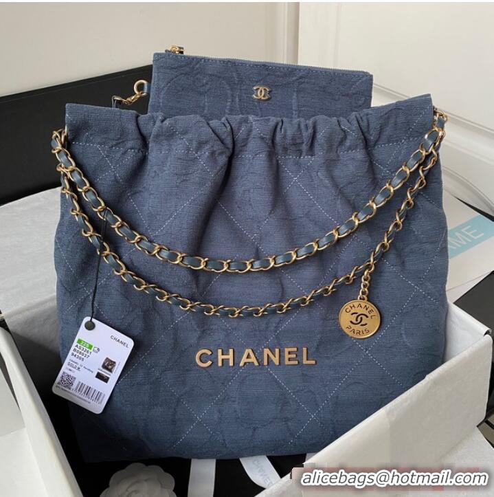 Top Design CHANEL 22 HANDBAG Tweed AS3261 Blue