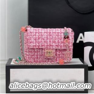 Most Popular Chanel Tweed CLUTCH WITH CHAIN AS3782 Pink