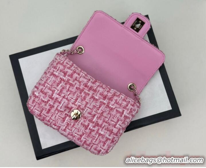 Most Popular Chanel Tweed CLUTCH WITH CHAIN AS3782 Pink