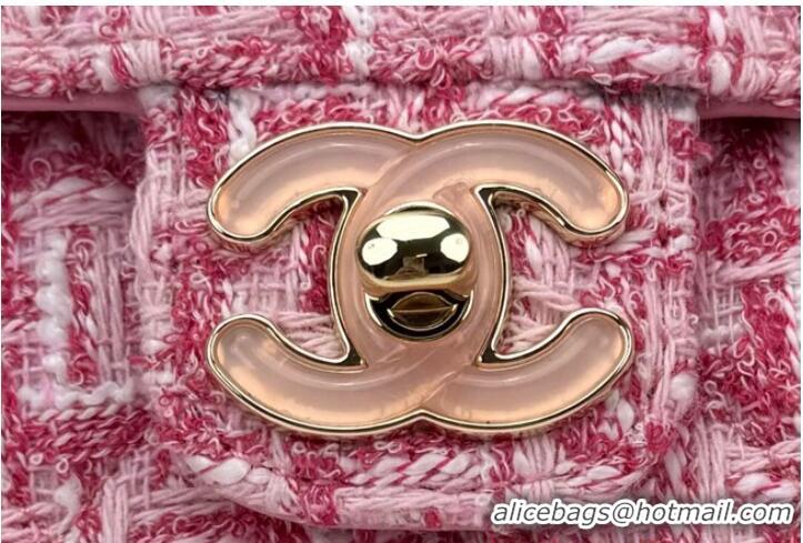 Most Popular Chanel Tweed CLUTCH WITH CHAIN AS3782 Pink