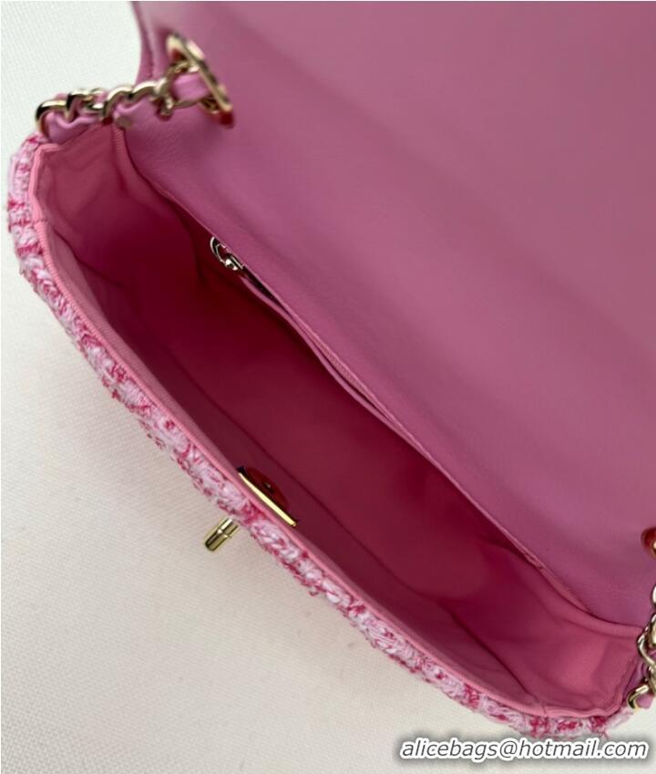 Most Popular Chanel Tweed CLUTCH WITH CHAIN AS3782 Pink