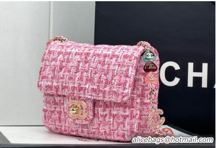 Most Popular Chanel Tweed CLUTCH WITH CHAIN AS3782 Pink