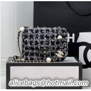 Grade Quality Chanel Tweed CLUTCH WITH CHAIN AS3782 Black