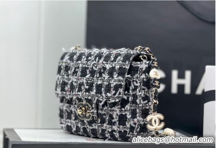 Grade Quality Chanel Tweed CLUTCH WITH CHAIN AS3782 Black