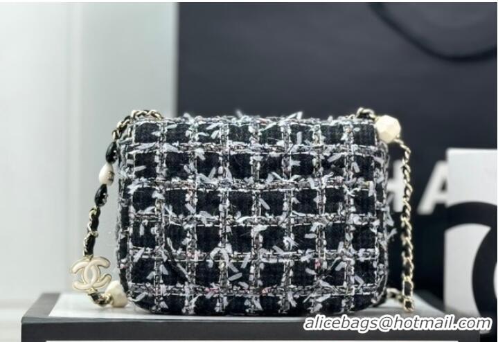 Grade Quality Chanel Tweed CLUTCH WITH CHAIN AS3782 Black