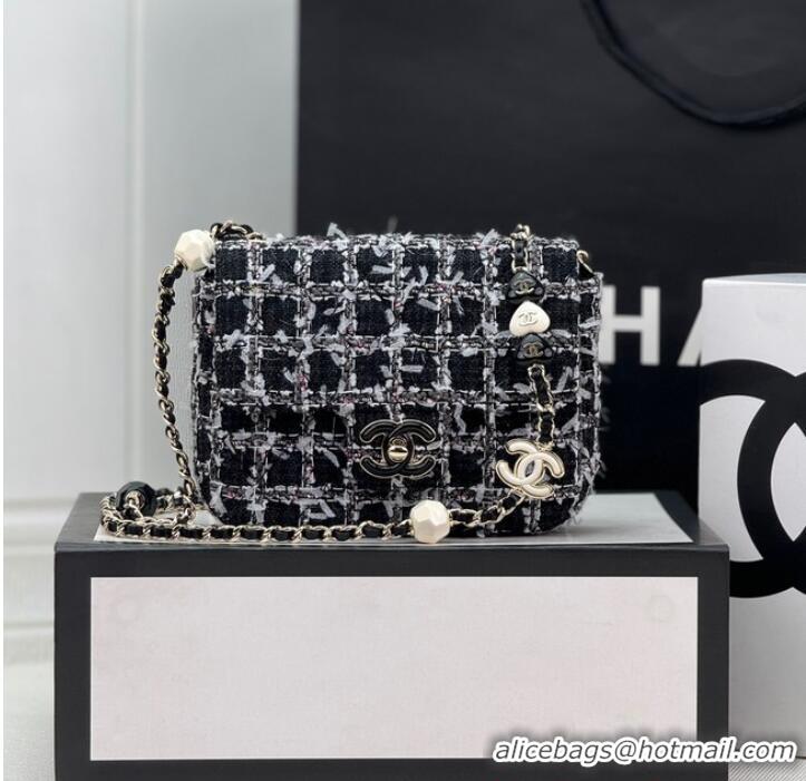 Grade Quality Chanel Tweed CLUTCH WITH CHAIN AS3782 Black