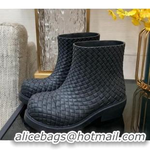 Trendy Design Bottega Veneta Fireman Ankle Boots Intreccio Leather Black 205091