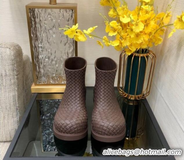 Charming Bottega Veneta Fireman Ankle Boots Intreccio Leather Brown 205092