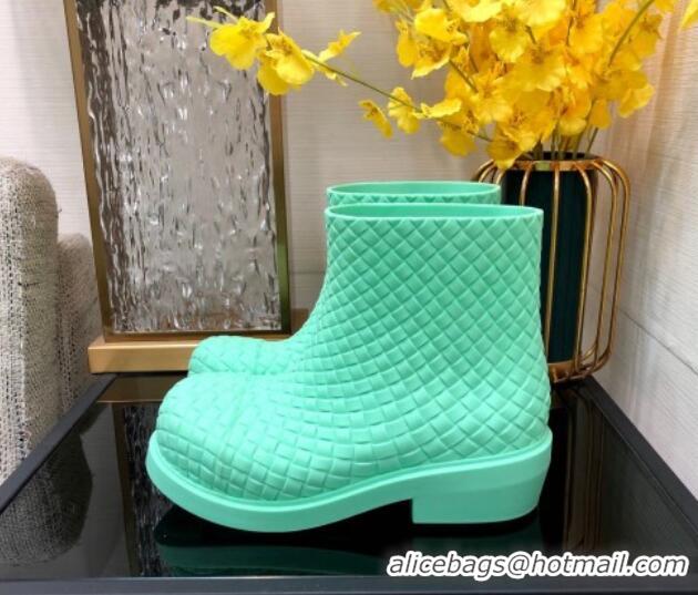 Classic Hot Bottega Veneta Fireman Ankle Boots Intreccio Leather Green 205093