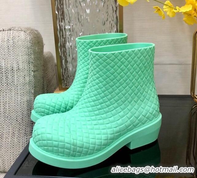 Classic Hot Bottega Veneta Fireman Ankle Boots Intreccio Leather Green 205093