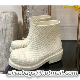 Unique Discount Bottega Veneta Fireman Ankle Boots Intreccio Leather White 205094