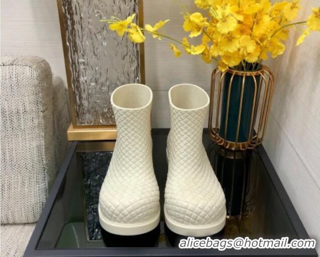 Unique Discount Bottega Veneta Fireman Ankle Boots Intreccio Leather White 205094