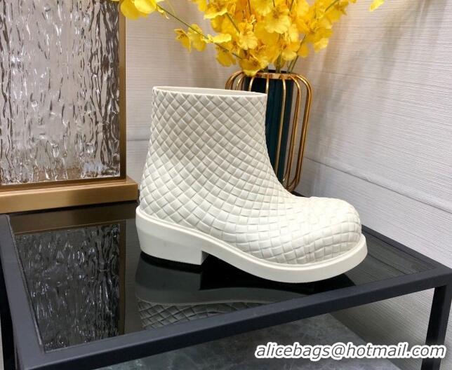 Unique Discount Bottega Veneta Fireman Ankle Boots Intreccio Leather White 205094